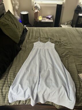 Light Blue & White Striped Spaghetti Strap Sundress